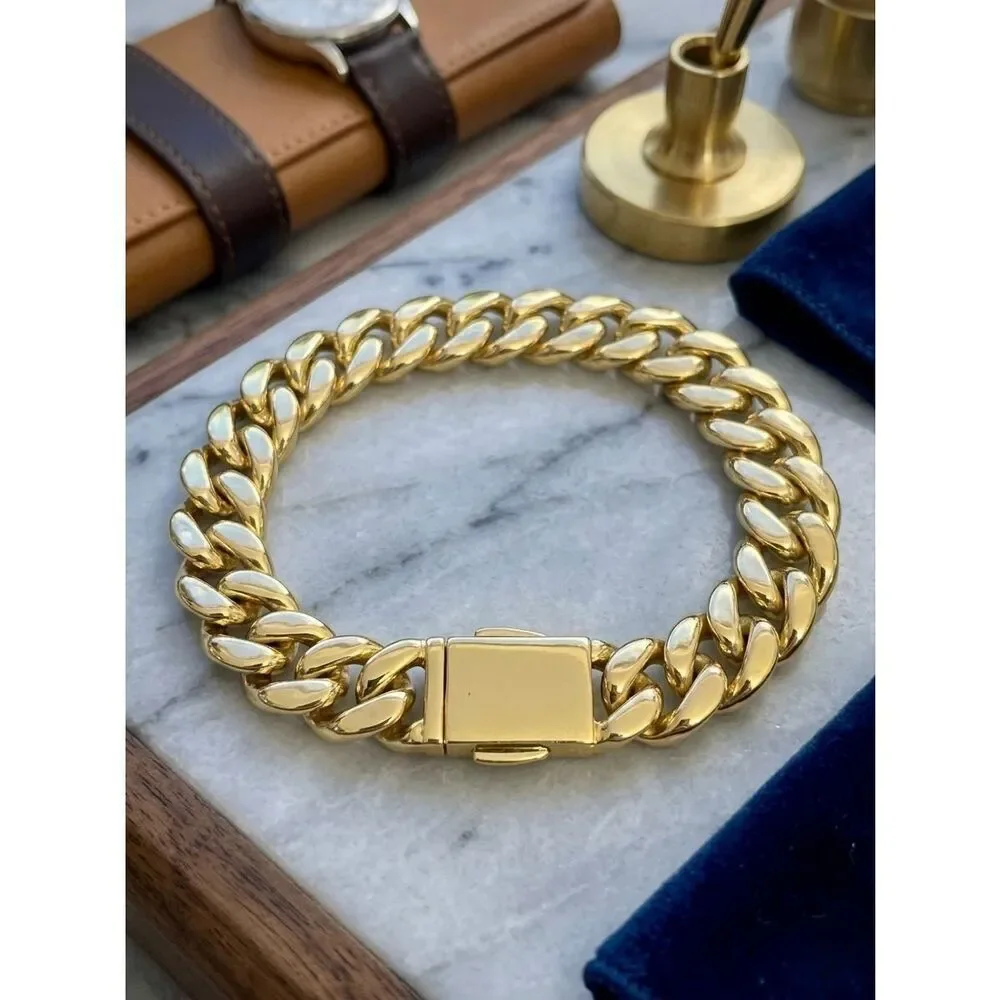 Luxury Gold Vermeil Moissanite Iced Out Cuban Link Bracelet 8